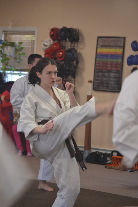 Adult woman doing karate